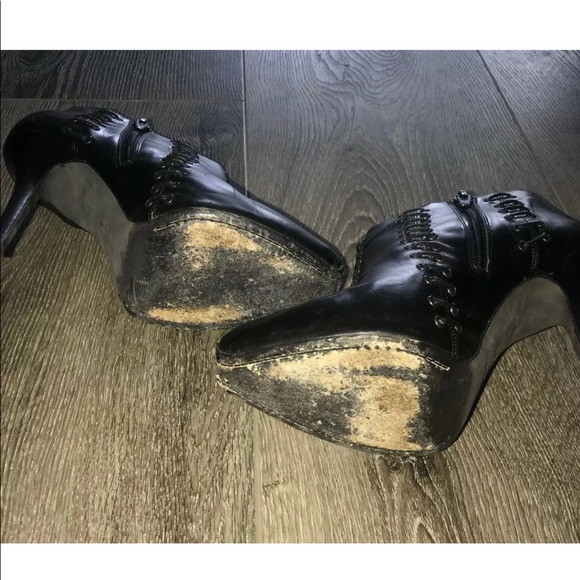 Giambattista Valli black leather corset booties 7 - Picture 4 of 8